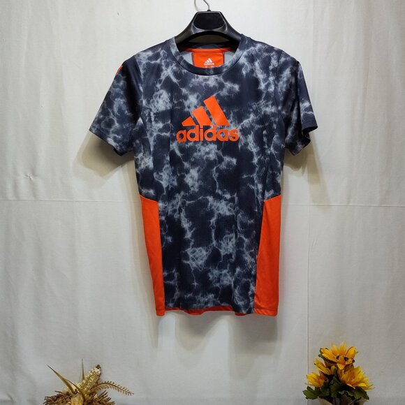 Adidas XL Activewear Shirt Climacool Crew Neck Short Sleeve Graphic Tie-Dye EUC - Picture 1 of 8